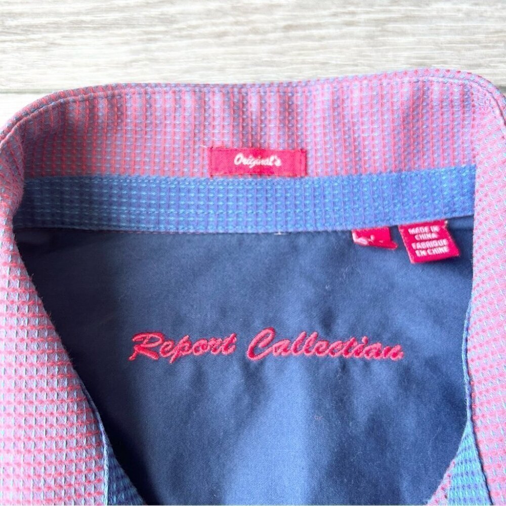 Report Collection Purple Waffle Pattern Pattern Button Down  Shirt - Picture 11 of 16